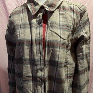 Evy's Tree Plaid Flannel Button Down Size XL Long Sleeve
